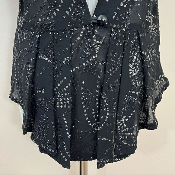 CFTC Studio Vintage 80’s Black Silk Beaded Evening Top M - Picture 4 of 10